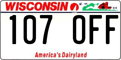WI license plate 107OFF