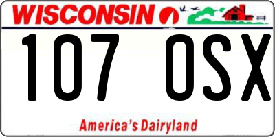 WI license plate 107OSX