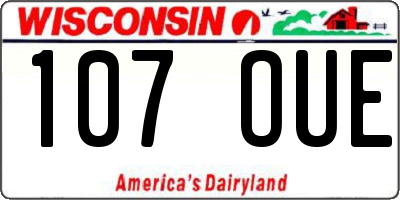 WI license plate 107OUE