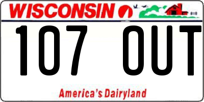 WI license plate 107OUT