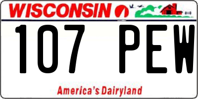 WI license plate 107PEW
