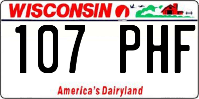WI license plate 107PHF