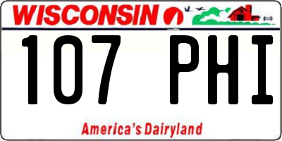 WI license plate 107PHI