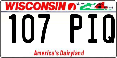 WI license plate 107PIQ