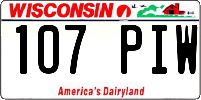 WI license plate 107PIW
