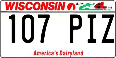 WI license plate 107PIZ