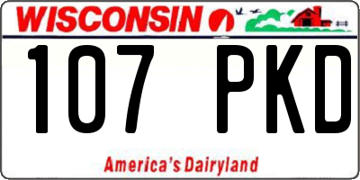WI license plate 107PKD