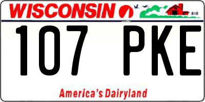 WI license plate 107PKE