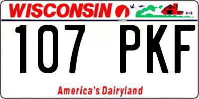WI license plate 107PKF
