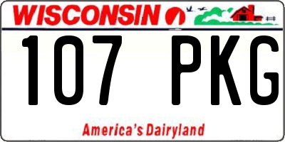 WI license plate 107PKG