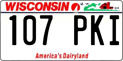 WI license plate 107PKI
