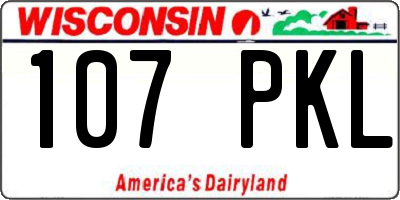 WI license plate 107PKL