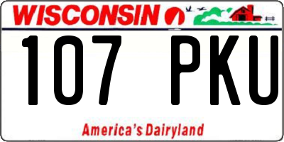 WI license plate 107PKU