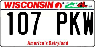 WI license plate 107PKW