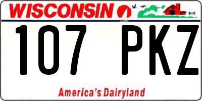 WI license plate 107PKZ