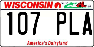 WI license plate 107PLA