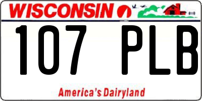 WI license plate 107PLB