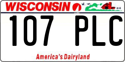 WI license plate 107PLC