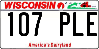 WI license plate 107PLE
