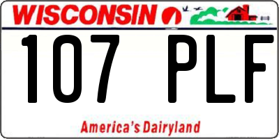 WI license plate 107PLF