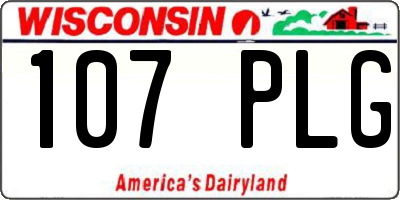 WI license plate 107PLG