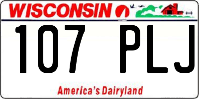 WI license plate 107PLJ