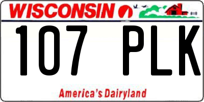 WI license plate 107PLK