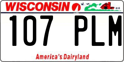 WI license plate 107PLM