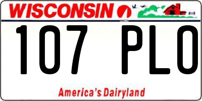 WI license plate 107PLO