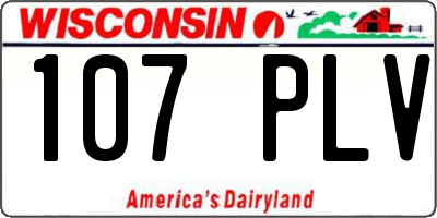 WI license plate 107PLV