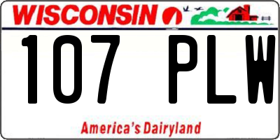 WI license plate 107PLW