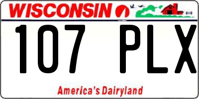 WI license plate 107PLX