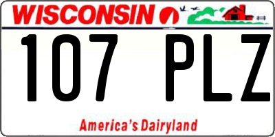 WI license plate 107PLZ