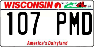 WI license plate 107PMD