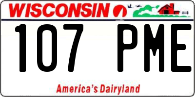 WI license plate 107PME