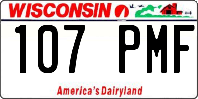 WI license plate 107PMF