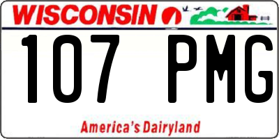 WI license plate 107PMG
