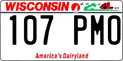 WI license plate 107PMO