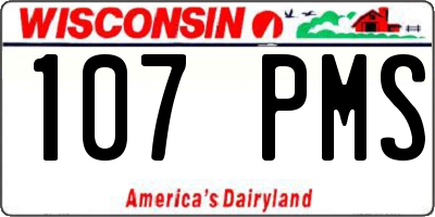 WI license plate 107PMS
