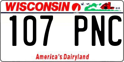 WI license plate 107PNC