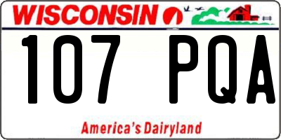 WI license plate 107PQA