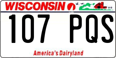 WI license plate 107PQS