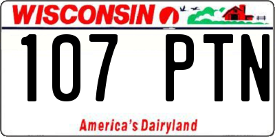 WI license plate 107PTN