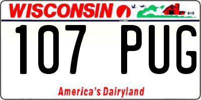 WI license plate 107PUG