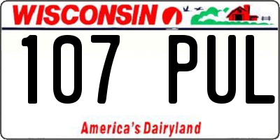 WI license plate 107PUL