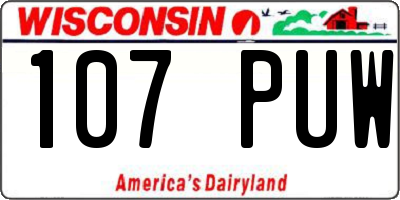 WI license plate 107PUW