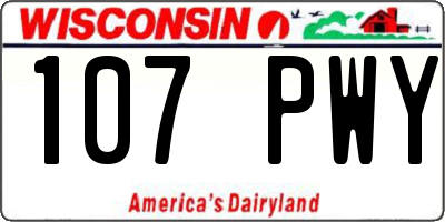 WI license plate 107PWY