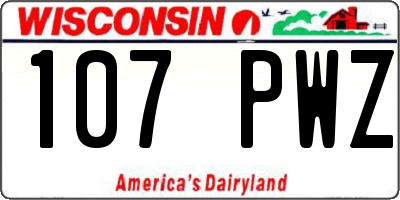 WI license plate 107PWZ