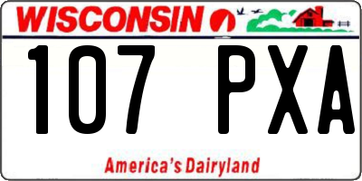 WI license plate 107PXA