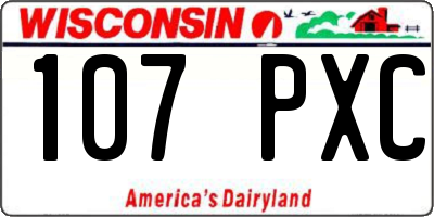 WI license plate 107PXC
